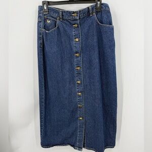 Gloria Vanderbilt vintage button front denim maxi skirt. 12